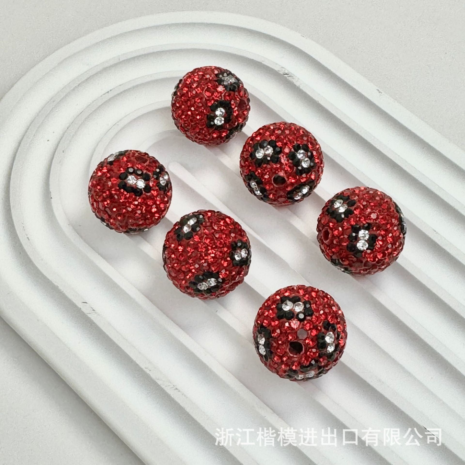 Wholesale 50PCS DIY Leopard Print Ball Hollow Rhinestone Ball Spacer Beads