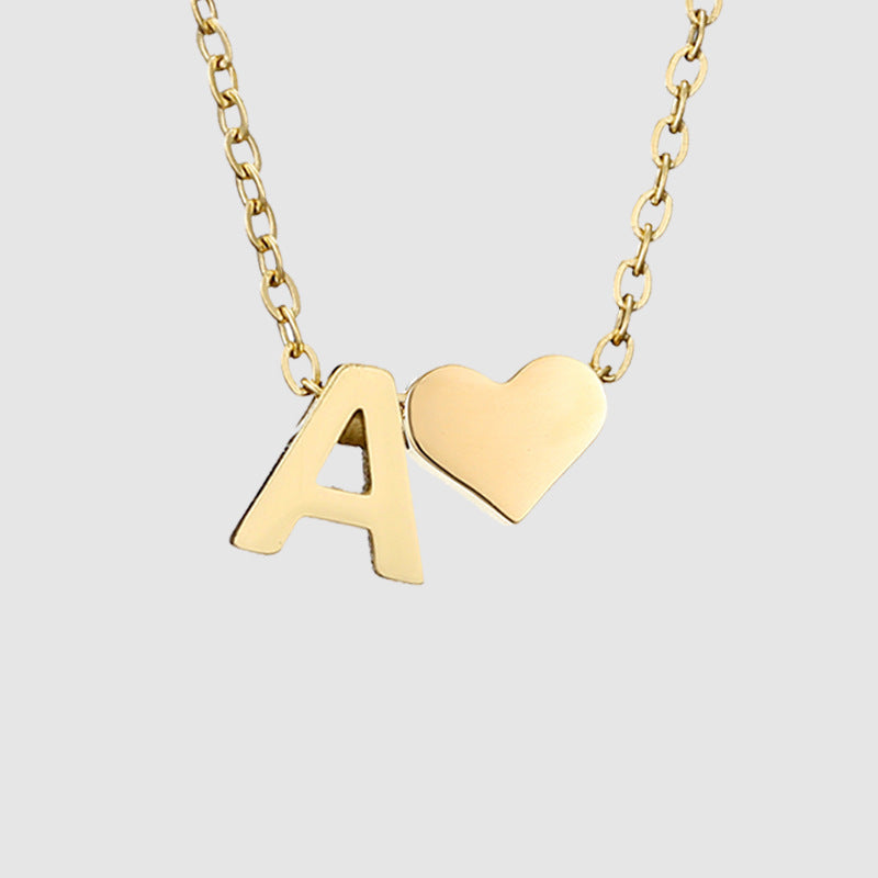 Wholesale Heart Letter Pendant Gold Plated Necklaces