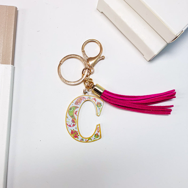 Wholesale Letter Colorful Tassel Zinc Alloy Keychain