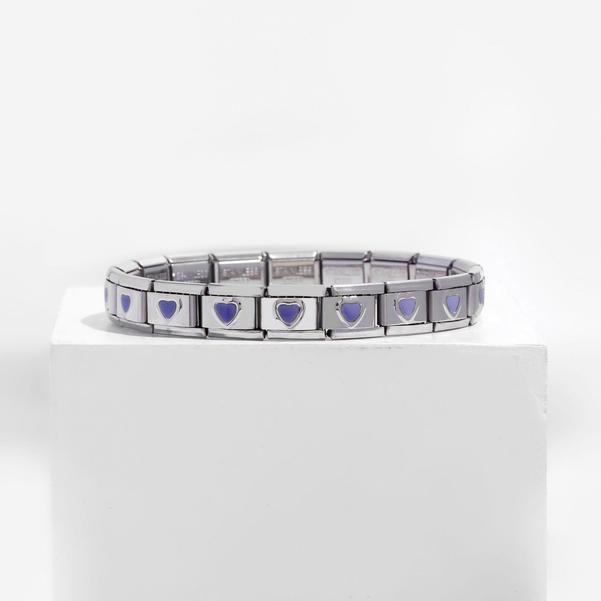 Wholesale DIY 9mm Module Bracelet Love Double Heart Gemstone Series Stainless Steel Splicing Jewelry Single Piece