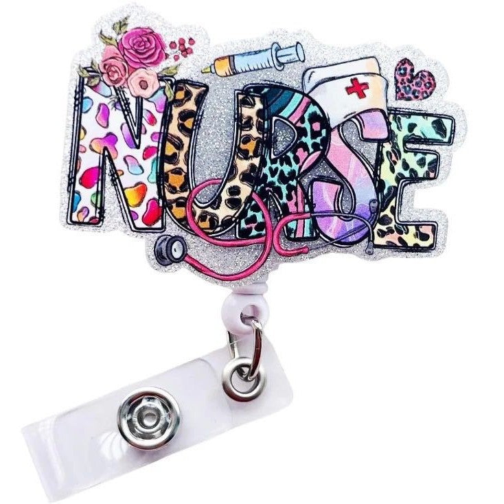 Wholesale  Hospital Staff Acrylic Badge Reel Doctor Nurse Organ Department Telescopic Easy Pull Buckle