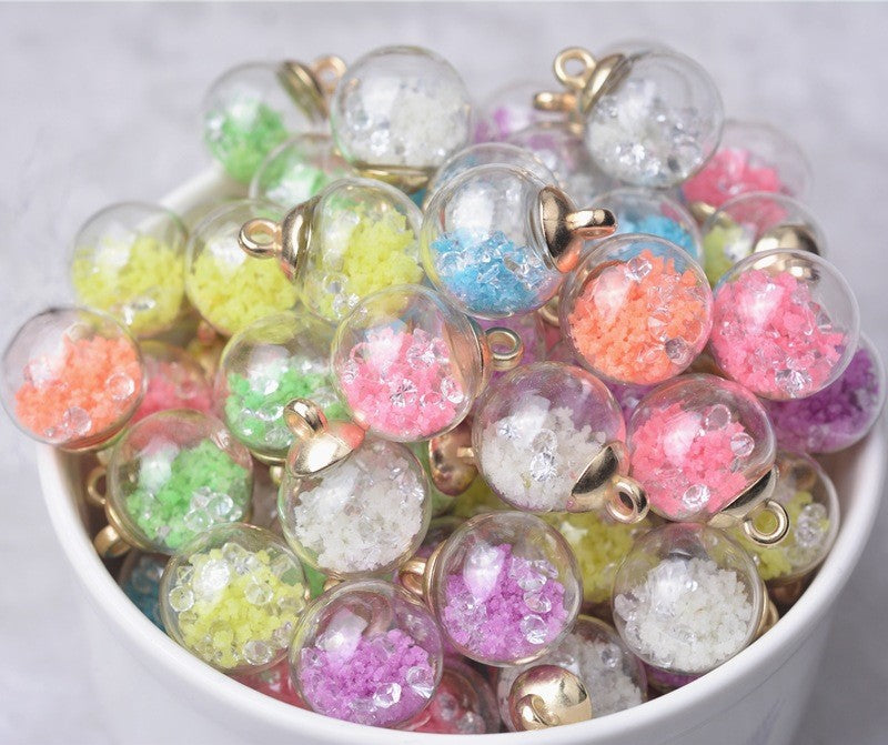 Wholesale 20pcs Alloy Glass Acrylic Small Ball Pendant DIY Handmade Jewelry Bulk Accessories Earring Accessories Key Case Pendant
