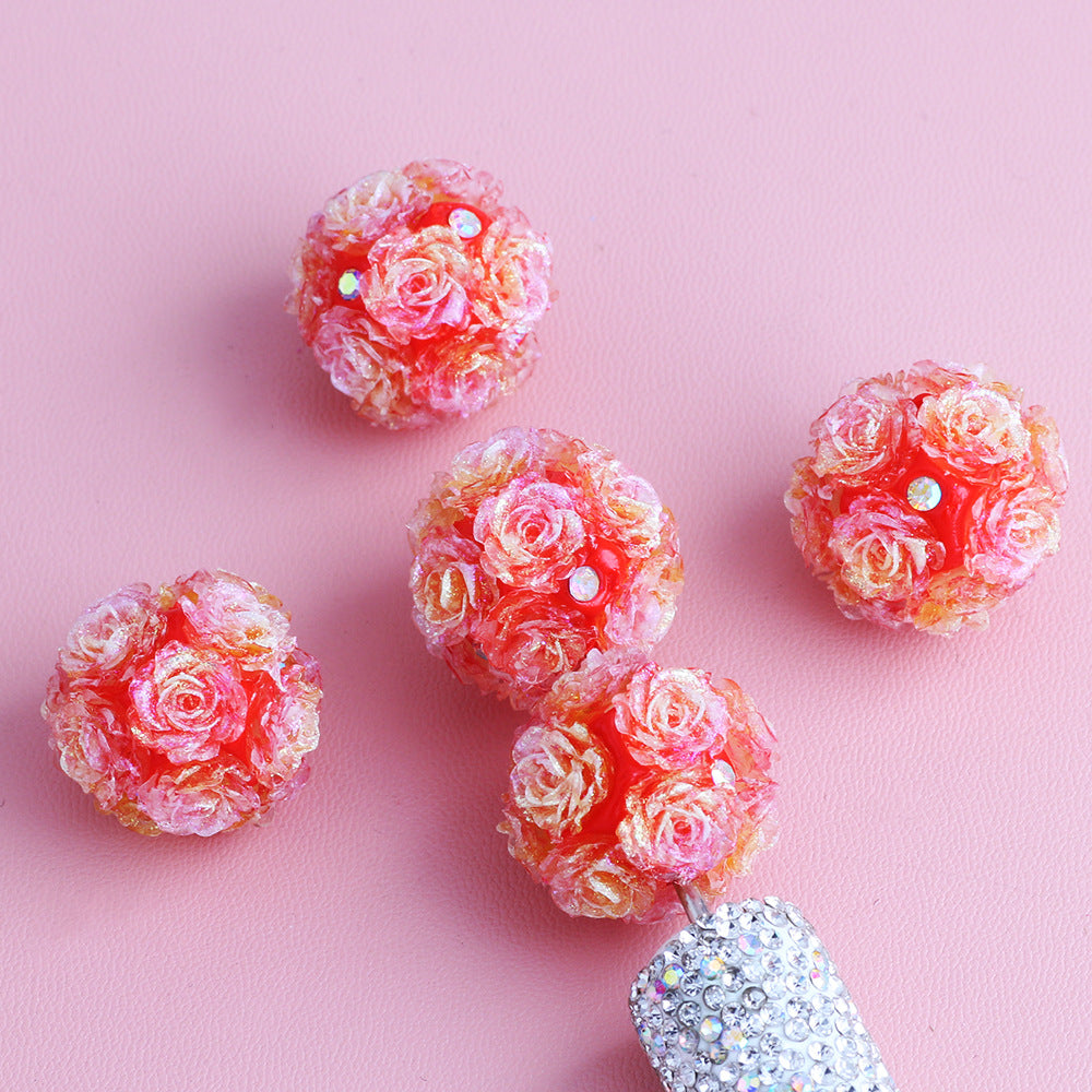 Wholesale 6pcs/pack  Luminous  Soft Flower DIY Wearable Straight Hole Beads