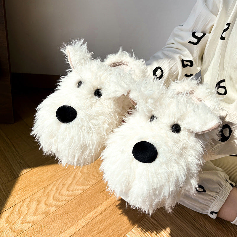 Wholesale Scribbled Puppy Winter Indoor Non-slip Warm Wool Shoes