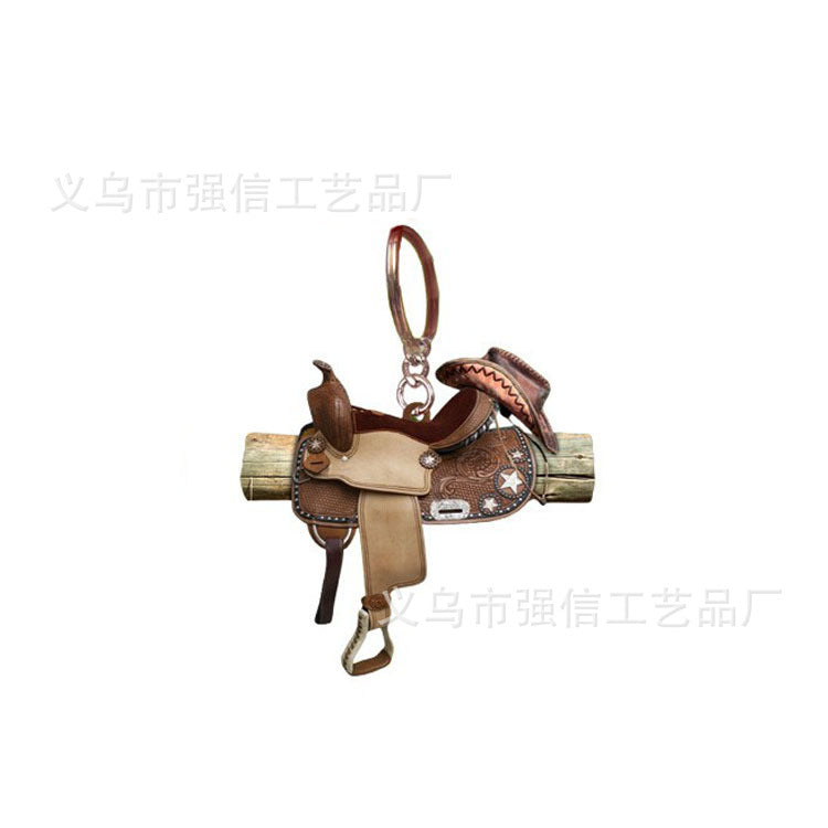 Wholesale Acrylic Western Cowboy Saddle Keychain