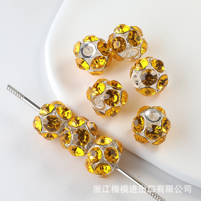 Wholesale 50PCS DIY Alloy Hollow Zircon Diamond Ball Color Rhinestone Hanging Ball