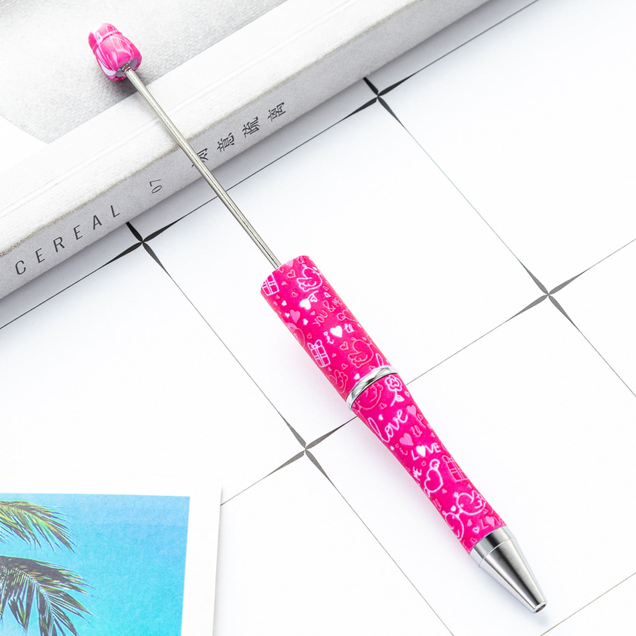 Wholesale Valentine's Day Plastic Beaded Pens DIY Beadable Pens