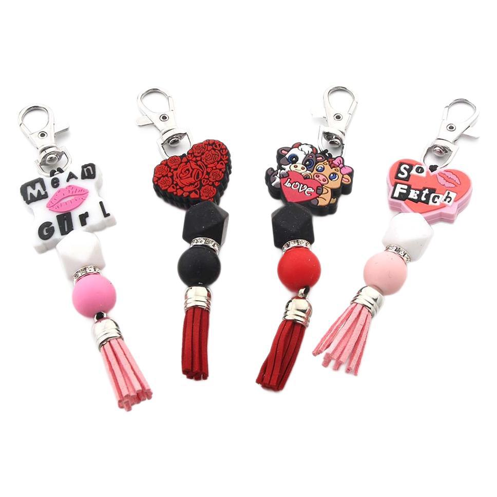 Wholesale Love Lips Silicone Beaded Keychain Pendant Bag Pendant Accessories