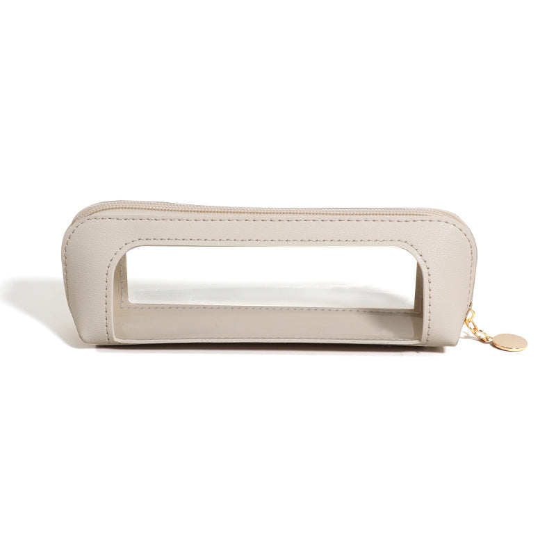 Wholesale Leather transparent large capacity pencil case