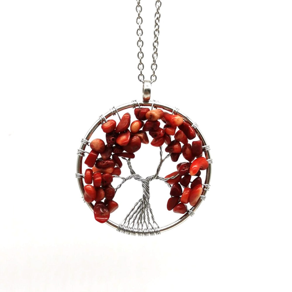 Wholesale Natural Colorful Crystal Life Tree Necklace