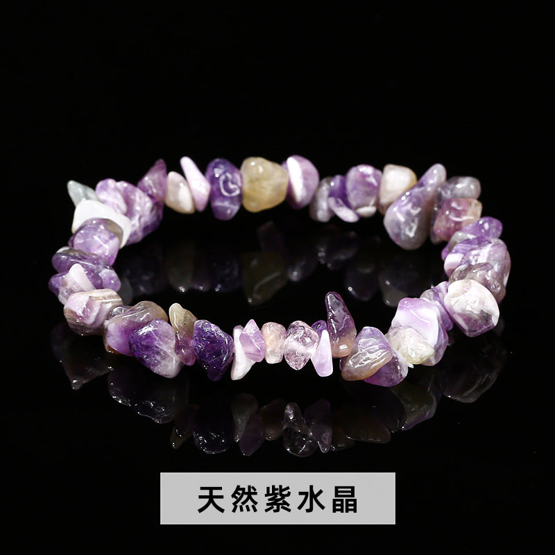 Wholesale natural crystal agate colorful gravel elastic bracelet