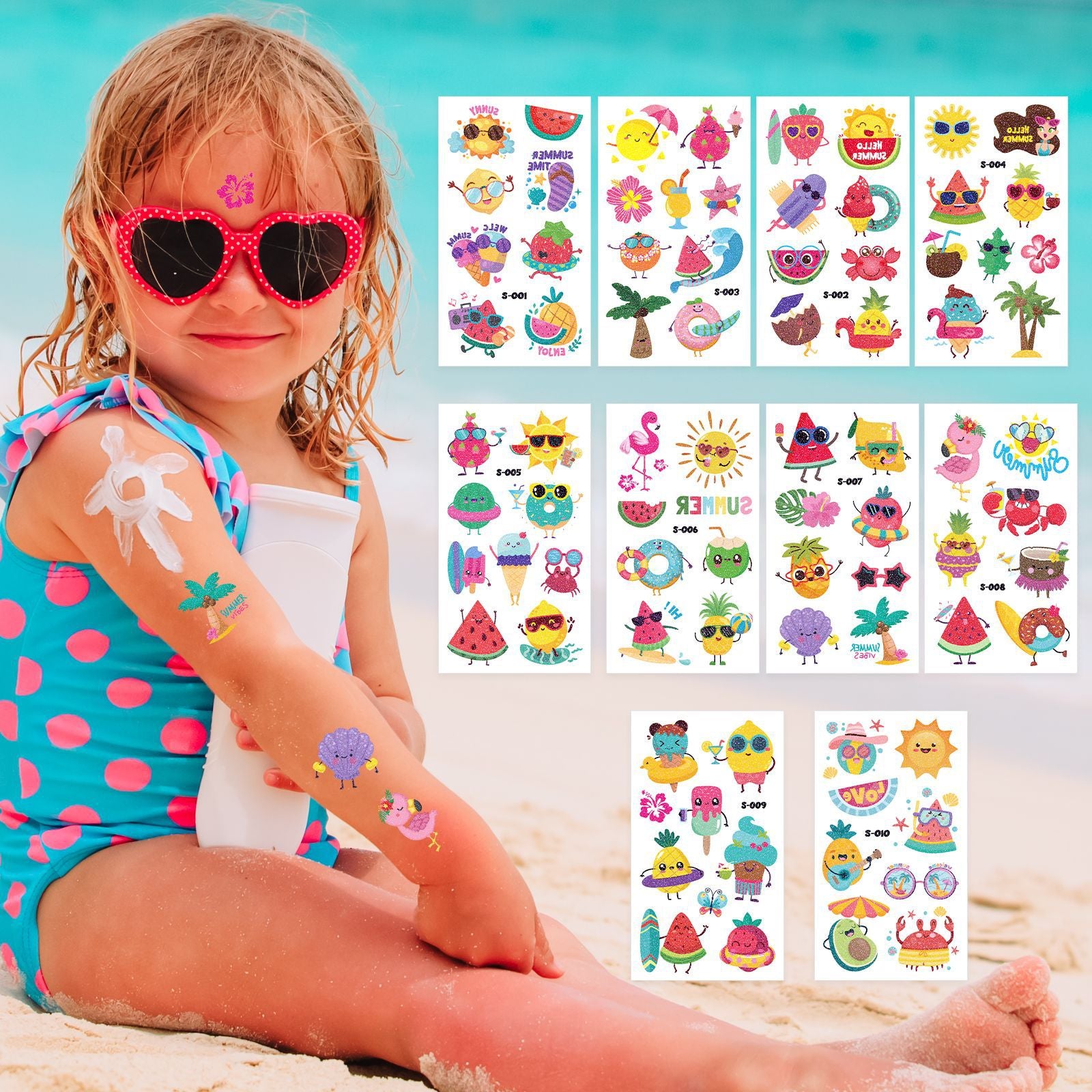 Wholesale 10PCS/SET Children's Watercolor Style Mermaid Tattoo Stickers