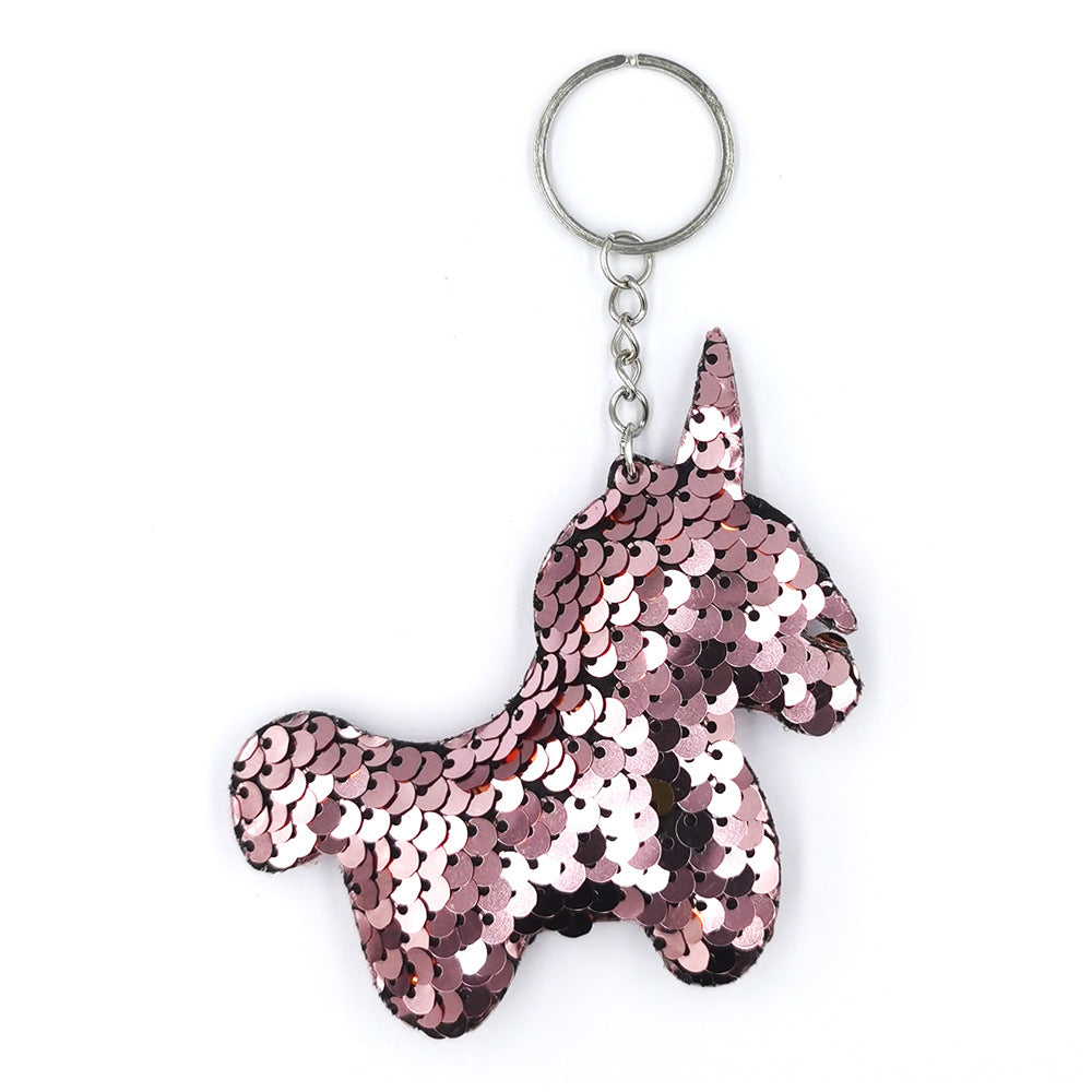 Wholesale Reflective Shiny Unicorn Sequin Pony Bag Hanging Rainbow Sequin Keychains