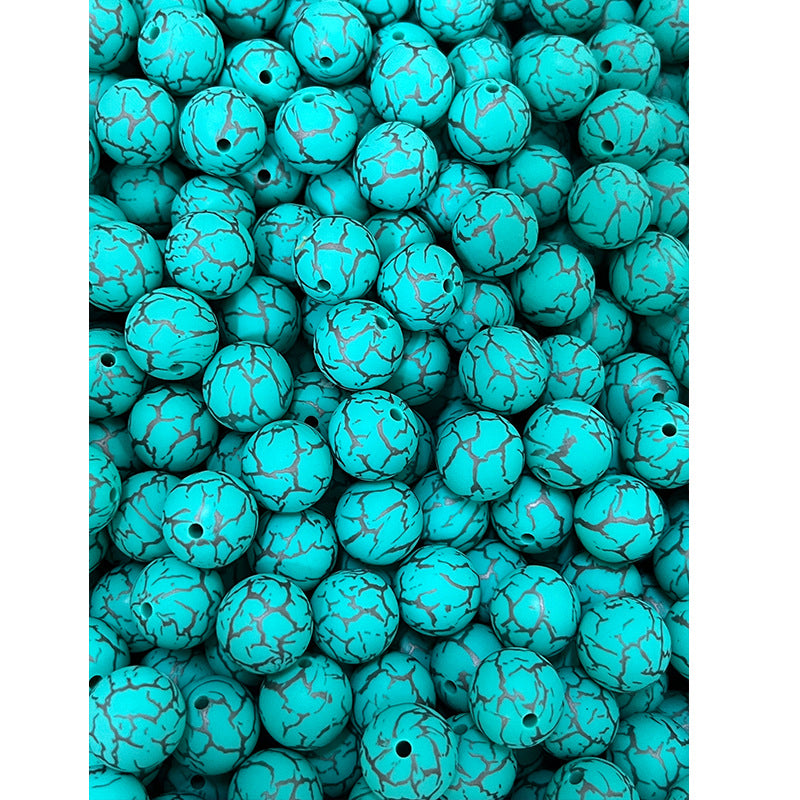 Wholesale 10PCS 15mm Watermark Explosion Pattern Silicone Beads