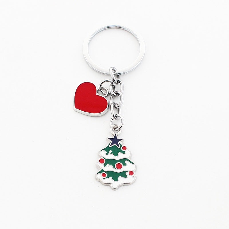Wholesale Christmas Santa Claus Christmas Hat Drop Oil Zinc Alloy Keychain