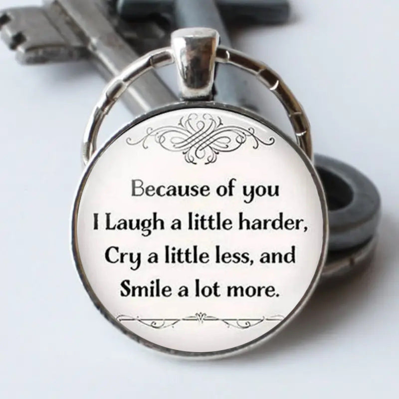 Wholesale Inspirational Phrases Time Gem Metal Keychain