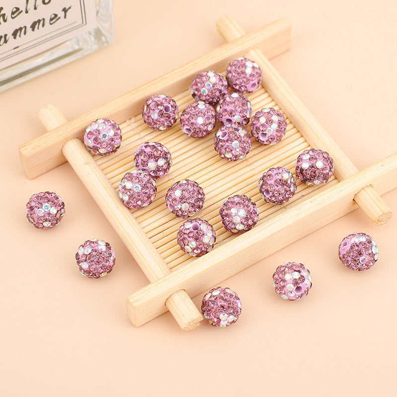 Wholesale10PCS Straight Hole Clay Drill Ball Beads DIY Hand Rhinestones Beads