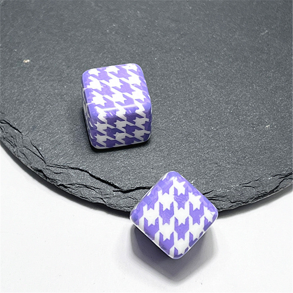 Wholesale 10pcs/pack 14mm Acrylic Houndstooth Printing Square Beads