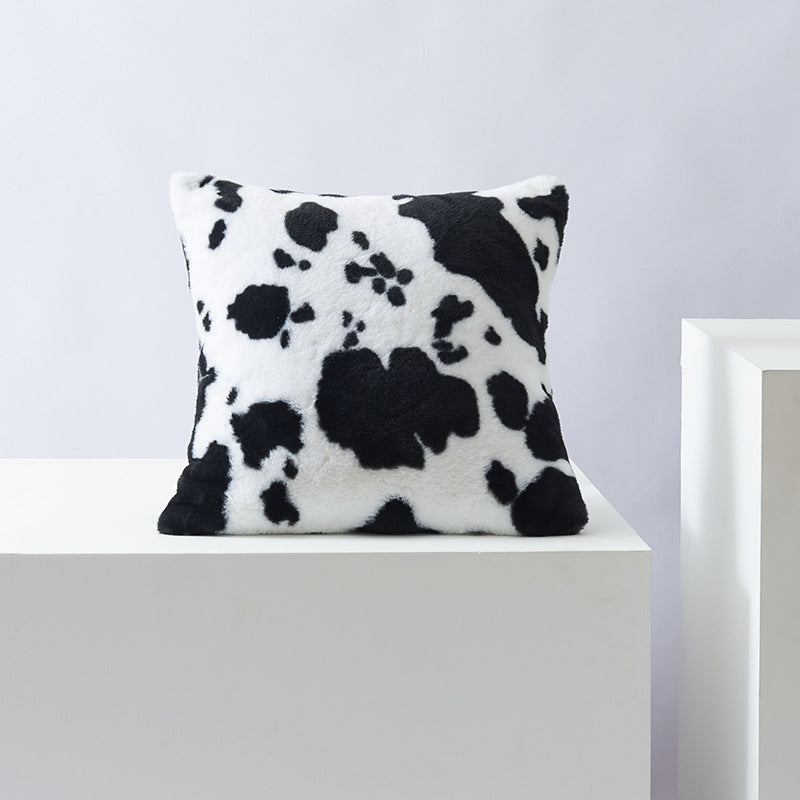 Wholesale cow flower plush double-sided pillow cover sofa cushion cover without core
