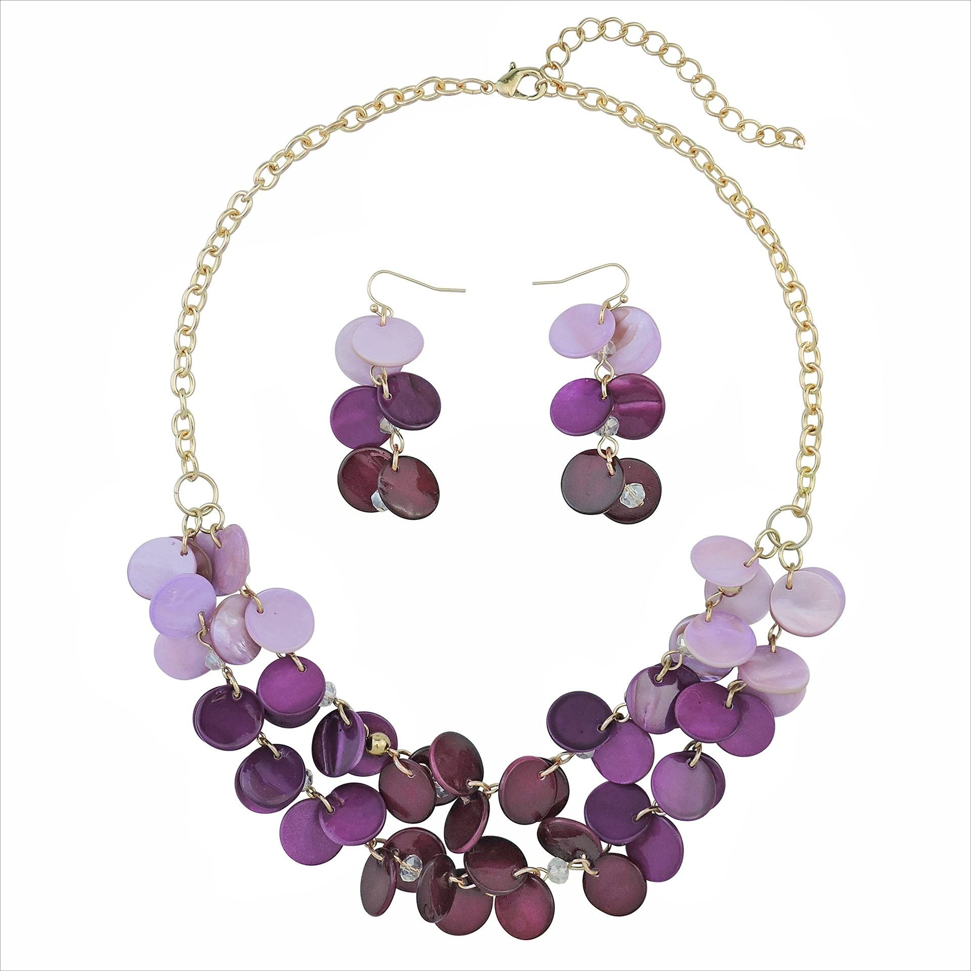 Wholesale Holiday Style Round Natural Dyed Shell Earrings Necklace