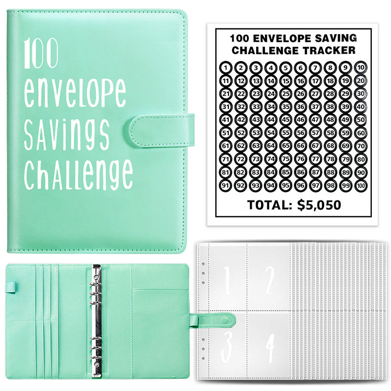 Wholesale of 100 Envelope Challenge PU Deposit Book Loose Leaf Cash Notebook
