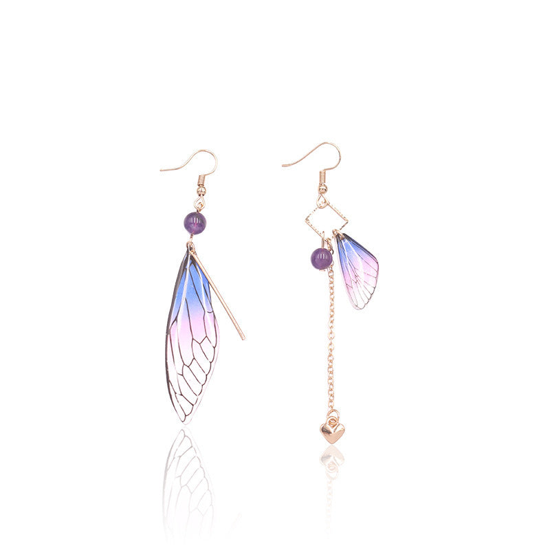 Wholesale Simulation Cicada Wing Long Tassel Earrings