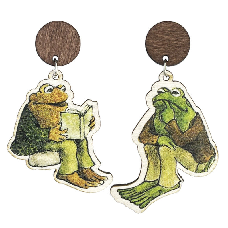 Wholesale Teacher earrings alphabet and number teaching wooden earrings