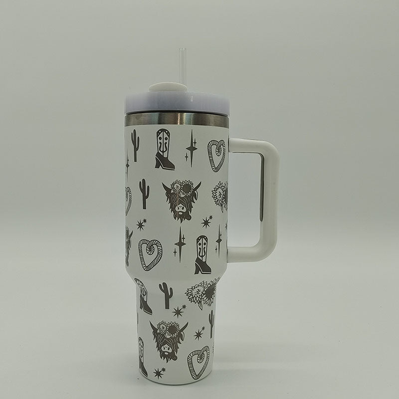 Wholesale Tumbler Ice Bullies Cup  Western Style Laser West Highland Cow Thermos Cup Straw Cup 40OZ Car Cup Ice Cup