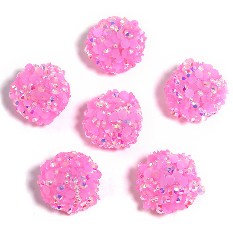 Wholesale 10PCS Colored Rhinestone Pearl Through Hole Acrylic Soft Sugar Beads