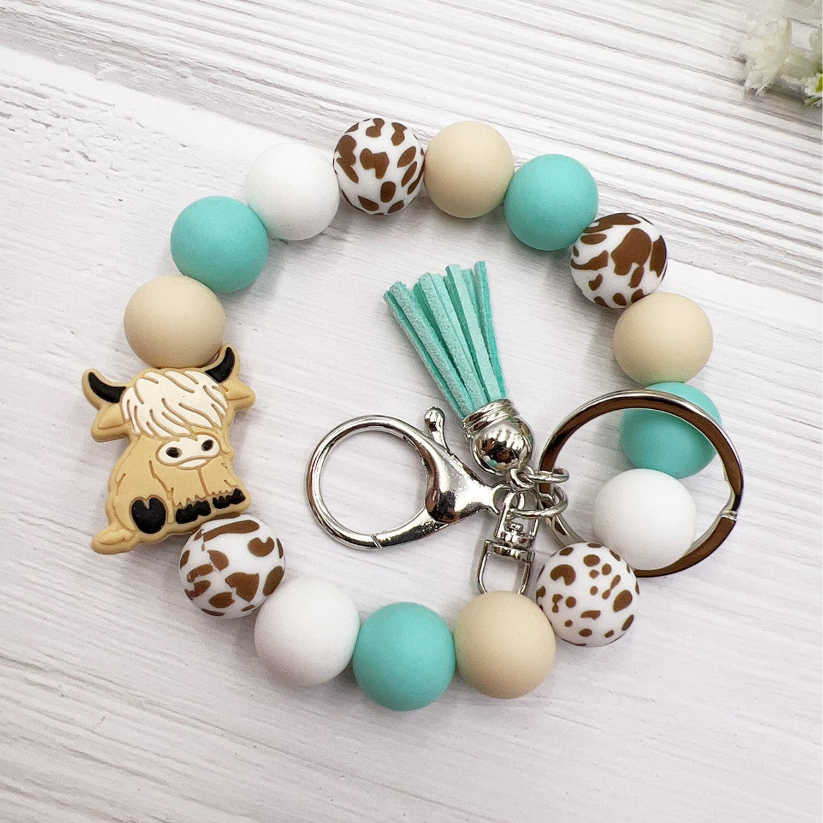 Wholesale Highland Cow Silicone Bracelet Keychain