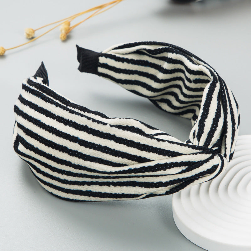 Wholesale Fashionable Small Fresh Striped Color-blocked Fabric Cross-twisted Headband
