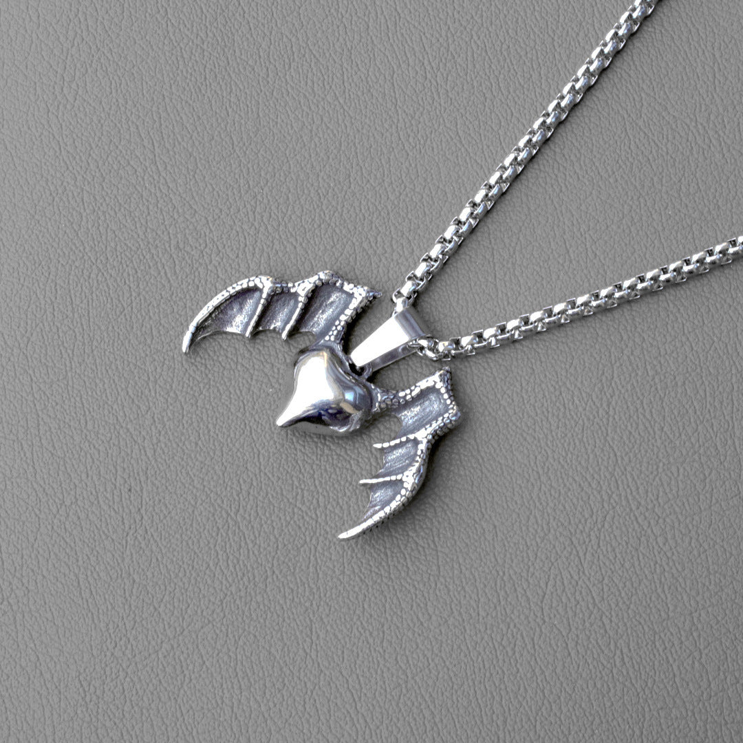 Wholesale bat heart cross with stainless steel necklace