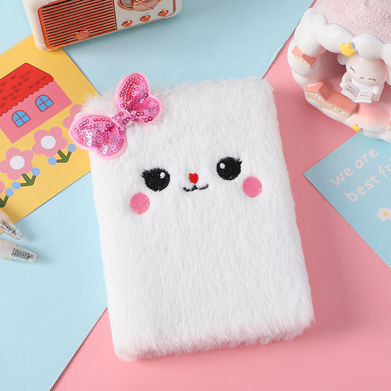 Wholesale Cartoon Plush Notebook Cute Girl' s Bow Notepad