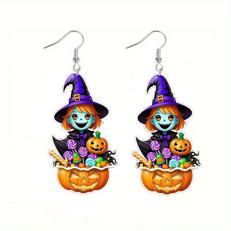 Wholesale  Pumpkin Cute Witch Series Acrylic Earrings