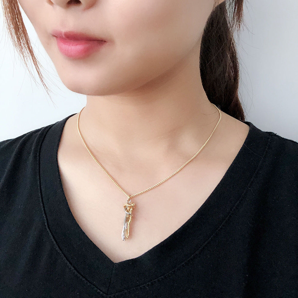 Wholesale Couple Hugging Necklace Clavicle Chain