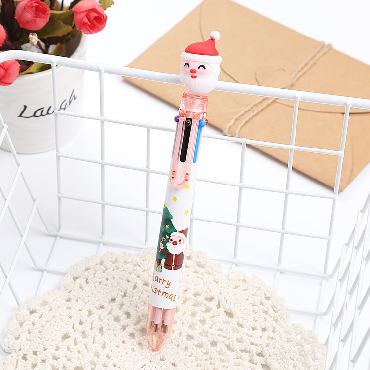 Wholesale Christmas 6 Color Plastic Ballpoint Pens