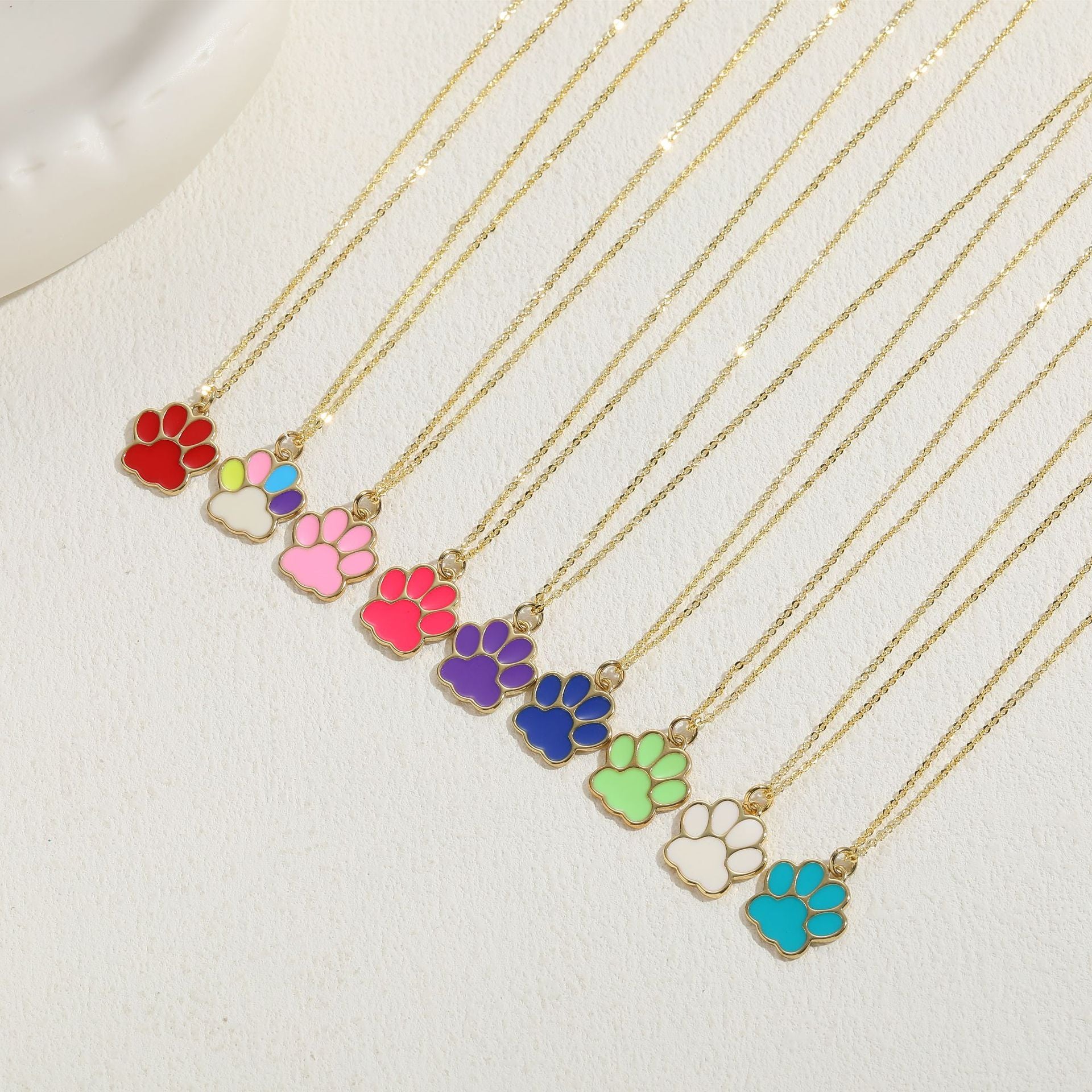 Wholesale Cat Claw Feet Multi Color Pendant Copper Necklace