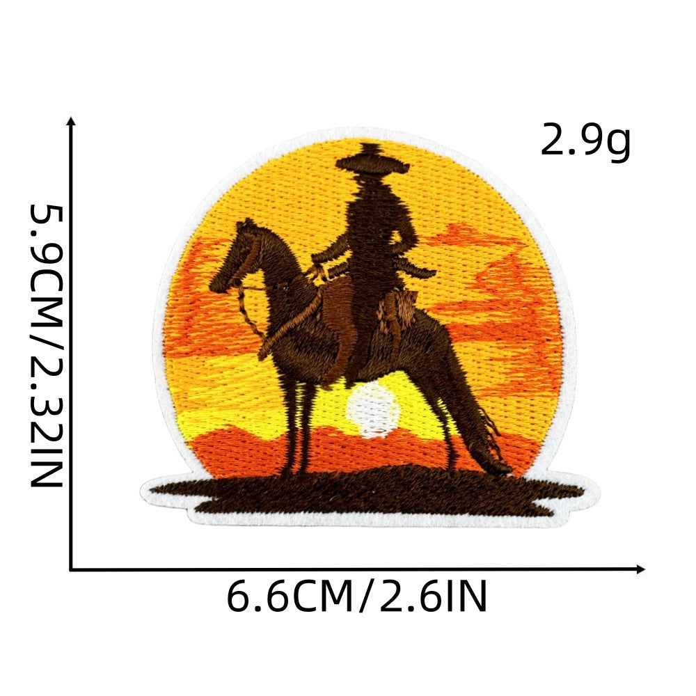 Wholesale Western Denim Embroidery Zhangzai Clothing Accessories Hot Melt Adhesive Non Stitching Large Pattern Cloth Patch FS