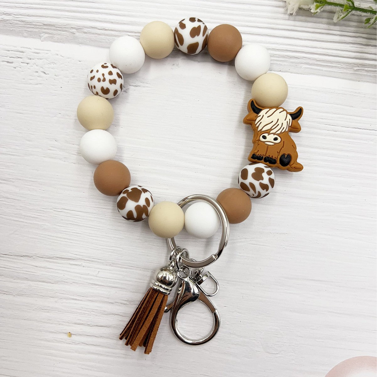 Wholesale Highland Cow Silicone Bracelet Keychain