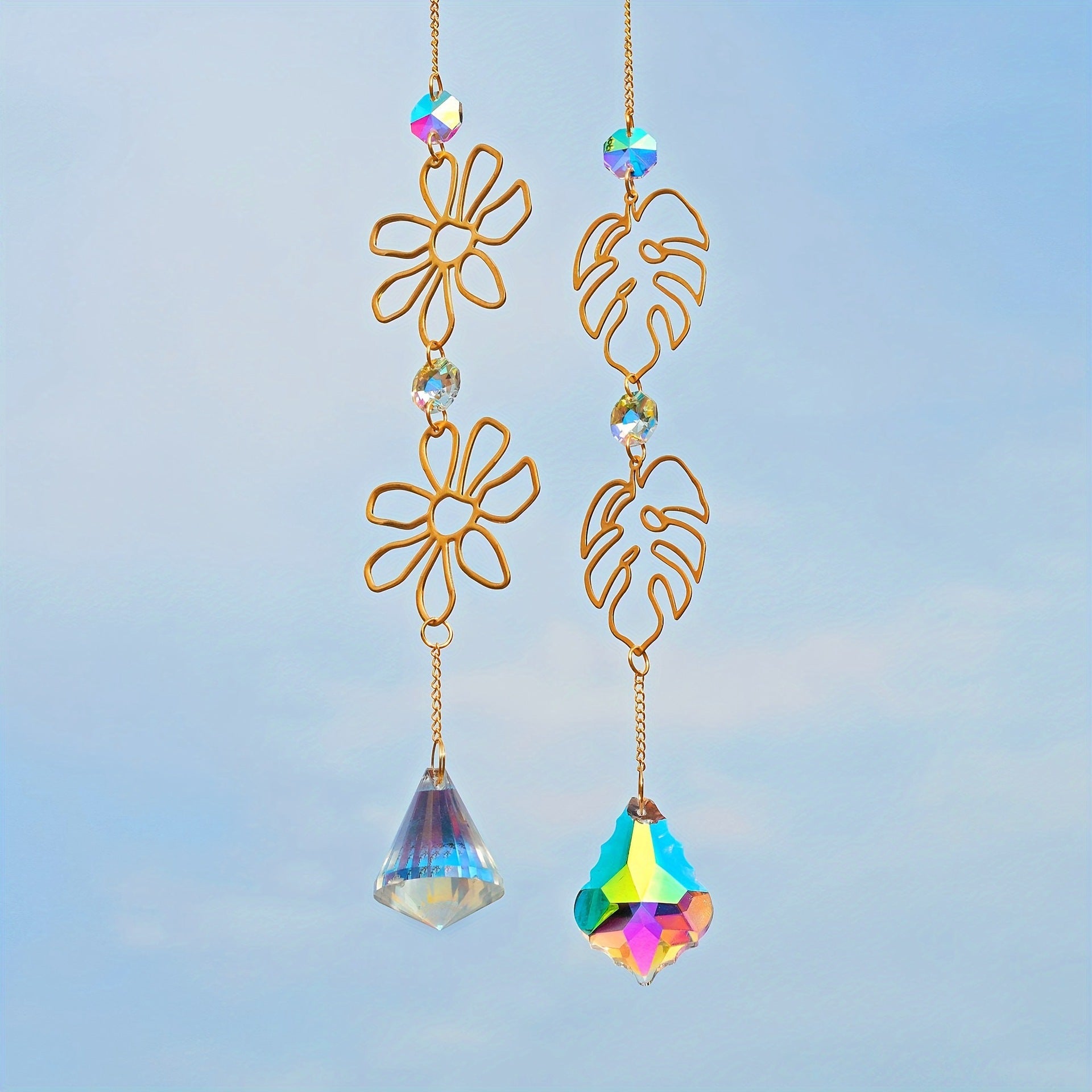 Wholesale Crystal Pendant Sun Catcher Hollow Geometric Shaped Leaf Shaped Pendant