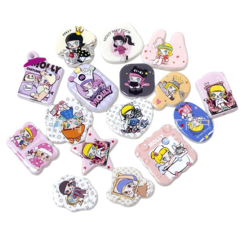 Wholesale 100pcs/pack Through hole cartoon girl print beaded pen accessories OLY Exclusive
