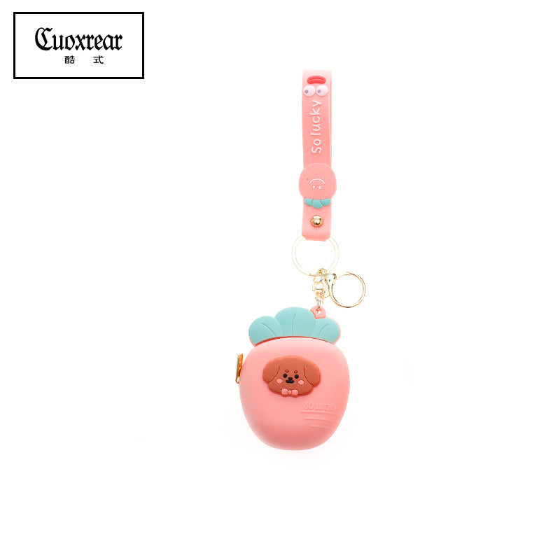 Wholesale Cute Radish Strawberry Mini Coin Purse Silica gel Keychain