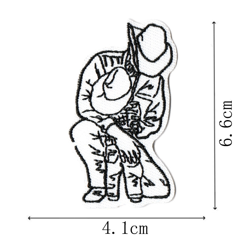 Wholesale Western Cowboy Creative Embroidery Sharpshooter Hat, Reins, Violin Boots Accessories Patch FS