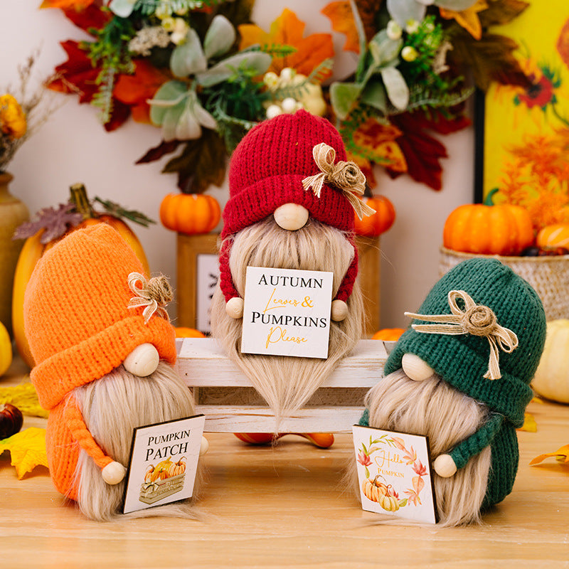 Wholesale Doll Country Dwarf Orange Thanksgiving Autumn Polyester Ornaments