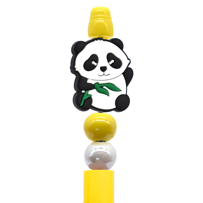 Wholesale Random100pcs/pack DIY Cute Cartoon Panda Beaded Pen Pvc Soft Glue Focus Beads
