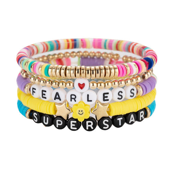 Wholesale Soft Clay Taylor Friendship Letter Beads Millet Beads Bracelet