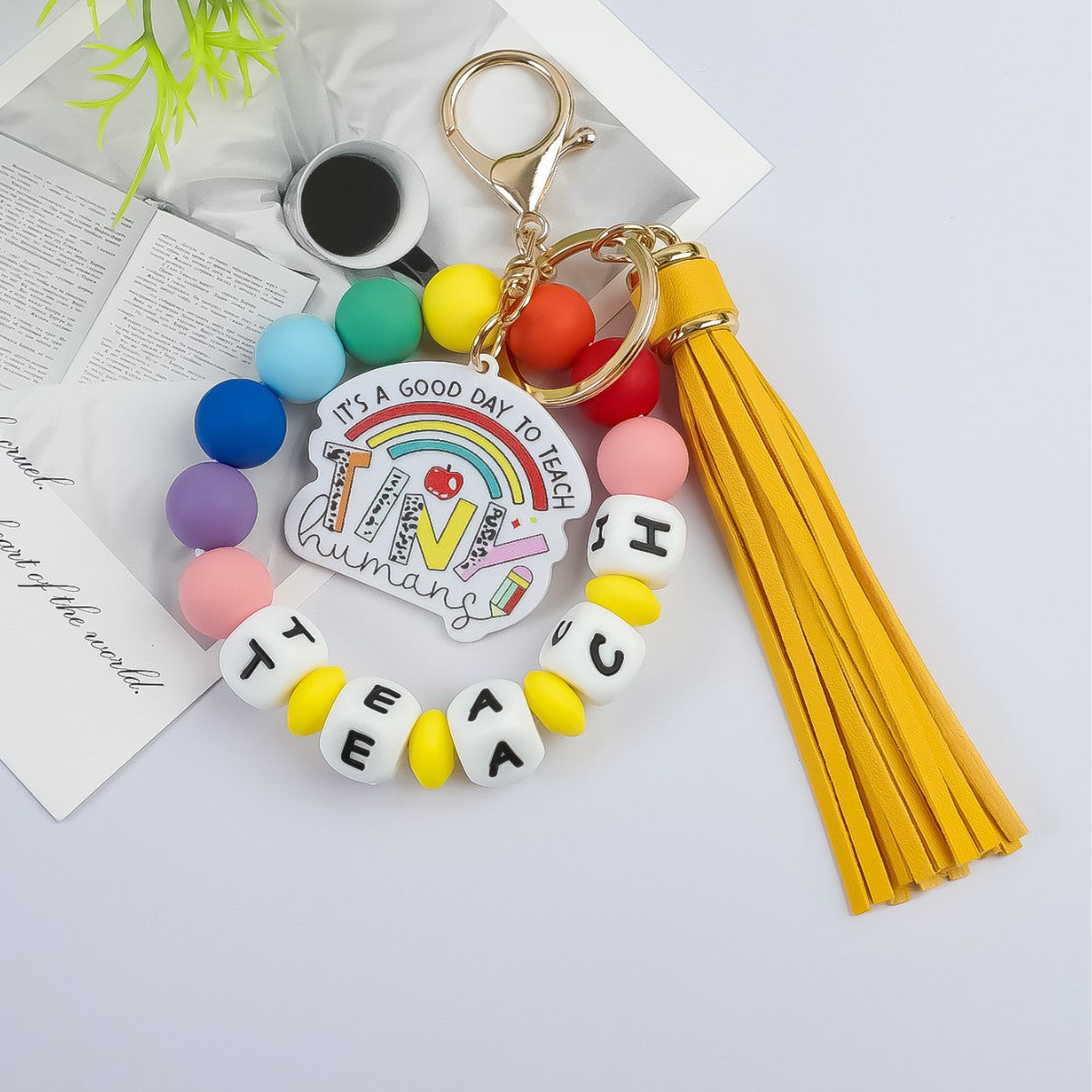 Wholesale Teacher' s Day jewelry silicone bead keychain