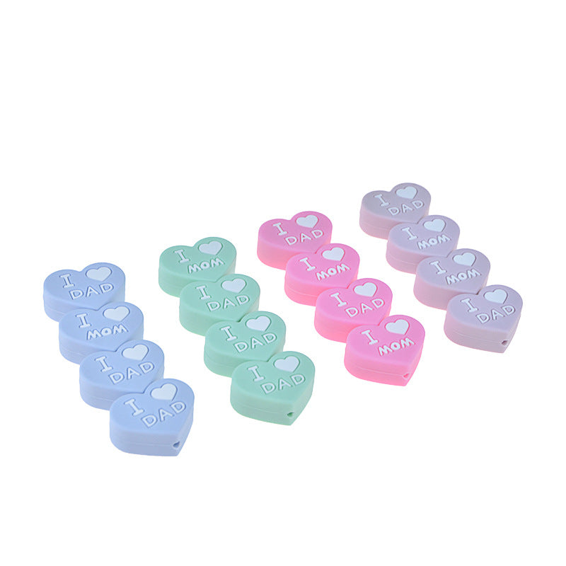 Al por mayor 20pcs bebé dentición amor corazón silicona cuentas de silicona