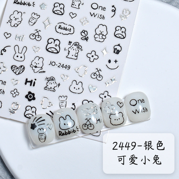 Wholesale New style nail stickers sweet cool kitten online celebrity same style Cute graffiti style kitten curly dog rabbit nail art