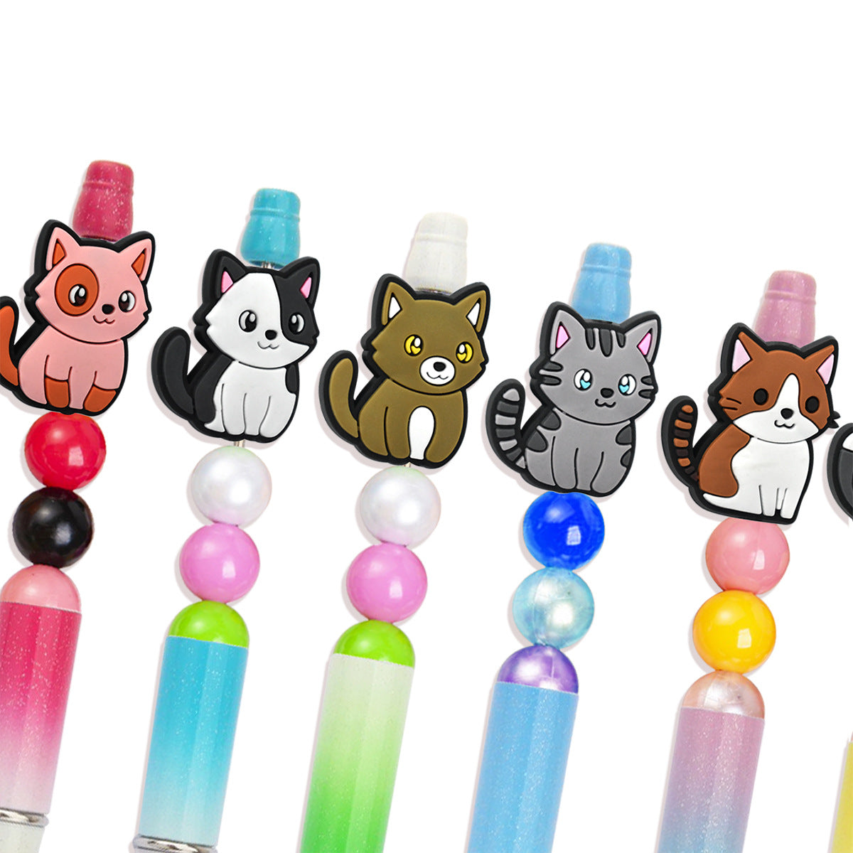 Wholesale Random  100pcs/pack  Cute Cartoon Cat PVC Beads